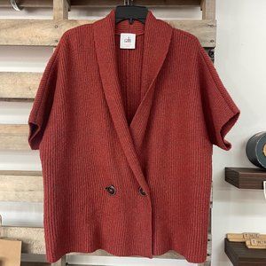CAbi Rosewood Button Front Cardigan Sweater Size Medium Short Sleeve - Boxy Fit